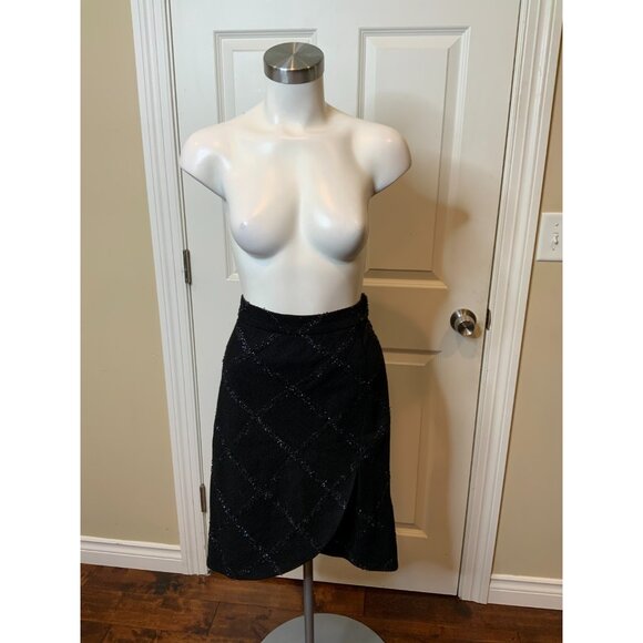 Brooks Brothers Black Wool Shimmering Tweed Pencil Skirt NWT $498 Size 2 - Picture 1 of 7